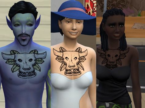 The Sims Resource - Cowplant skull chest tattoo Skull Chest Tattoo, Sims 4 Tattoos, Sims 1, Animal Skin, Maxis Match, Chest Tattoo, The Sims Resource, Sims Resource, Sims 2