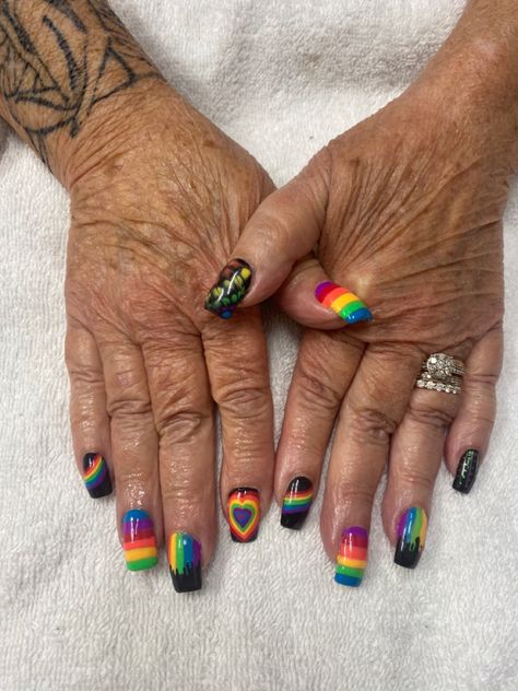 Hand painted pride month nails Pride Month Nails, Baby Blue Nails, Toe Nail Color, Rainbow Nails, Pride Month, Nail Color, Blue Nails, Toe Nails, Nail Ideas