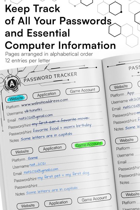Password Notebook, Computer Information, Diy Notebooks, Notebook Organizer, Password Book, Password Organizer, Tech Organization, Password Tracker, Password Books