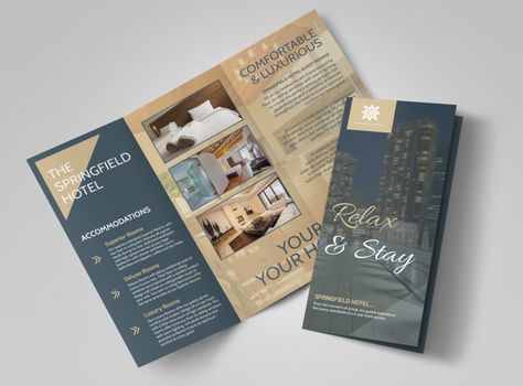 https://www.mycreativeshop.com/relax-stay-hotel-tri-fold-brochure-template?id=16562 Brochure Graphic Design, Brochure Graphic, Brochure Design Creative, Brochure Design Layout, Template Brochure, Trifold Brochure Design, Page Layout Design, Dm Design, Graphic Design Brochure