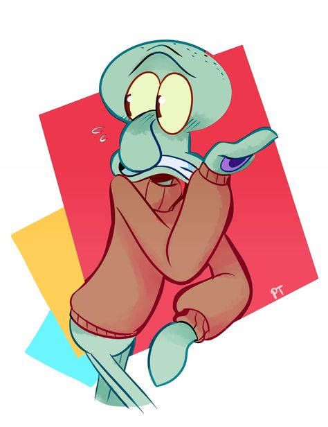 Spongebob Squarepants Fanart, Spongebob And Squidward Fanart, Squidward Fanart, Spongebob Fanart, Nickelodeon Cartoon Characters, Squidward Art, Spongebob Drawings, Squidward Tentacles, Spongebob Square