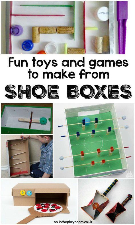 With crafty kids, there are so many creative ideas that you can make just from things that would have been thrown away or put into the recycling bin. Shoe boxes are a great example of this. They are super versatile and are just perfect for making cute crafts and DIY games! Here are a few shoe … Shoe Box Diy, Shoe Box Crafts, Recycled Toys, Creative Ideas To Make, Games To Make, Box Crafts, Recycled Projects, Shoe Boxes, Crafty Kids