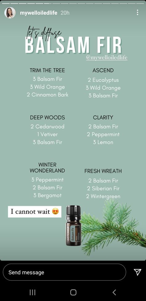 Fir Essential Oil Diffuser Blends, Fir Needle Diffuser Blend, Fir Needle Essential Oil, Essential Oil Usage, Doterra Diffuser, Doterra Diffuser Blends, Pine Essential Oil, Diy Essential Oil Recipes, Essential Oil Diffuser Blends Recipes