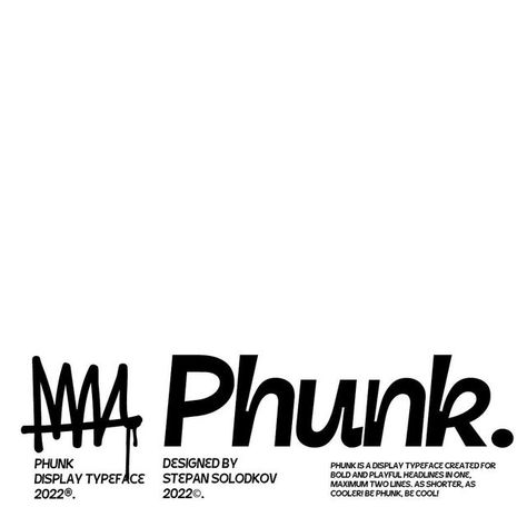 Stepan Solodkov on Instagram: "Its my second font name “Phunk” it’s playful and funky display font for short bold headlines. #urbanart #inkygoodness #designblacklist #graphicdesign #typography #inspofinds #mindsparklemag #tdkpeepshow #motiondesign #kineticdesign #identitydesign #graphicdesignispiration #curatory #certainmagazine #snapmag #graphicindex #fruitsartclub #typeposters #designfeed #typeface #fontdesign" Smooth Typography, Funky Typeface, Club Typography, Funky Lettering, Messy Fonts, Edgy Typography, Funky Typography, Funky Logo, Chunky Font