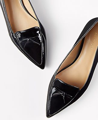 Bow Patent Leather Pointy Loafer Flats by Ann Taylor Size regular - 9 1/2 Black Women's Shoes, Low/Flats, Footwear, Leather Flat Pointy Shoes, Business Flats, Pointed Loafers, Black Patent Shoes, Pointed Flats Shoes, Pointy Shoes, Leather Loafers Women, Pointed Flats, Pointy Toe Flats