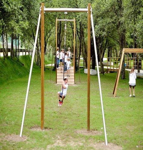 Diy Zipline, Kids Zipline, Zip Line Backyard, Rubber Playground, Kids Backyard Playground, Outdoor Play Spaces, Outdoor Fun For Kids, Zip Line, Backyard Playground