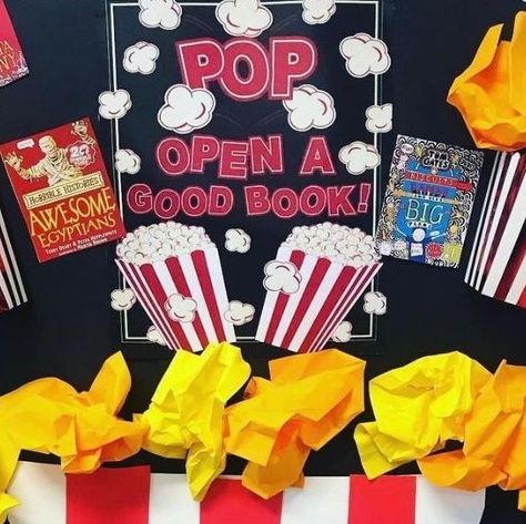 Great Library Displays on Instagram: "Pop open a good book from @learning.through.play.mumma . Be sure to ❤ this idea!" Pop Open A Good Book, Popcorn Ideas, Great Library, Horrible Histories, Library Displays, Book Fair, School Library, Learning Through Play, Window Display