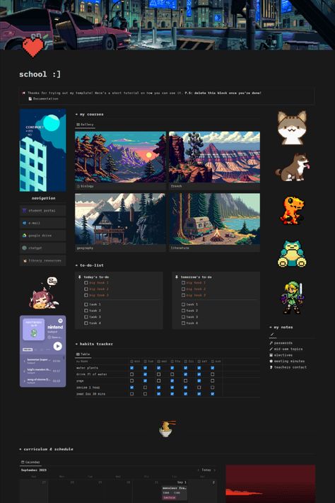 pixel art school notion template Notion Template Free, Study Planner Free, University Planner, Dashboard Design Template, Etsy Planner, Organizer Planner, School Template, Project Management Templates, Life Hacks Computer