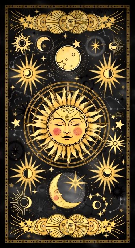 Moon And Sun Wallpaper Aesthetic, Vintage Sun Tattoo, Celestial Aesthetic Art, Sun Moon Wallpaper, Sun And Moon Aesthetic, The Sun Wallpaper, Sun And Moon Art, Sun And Moon Tarot, Sun Wallpaper