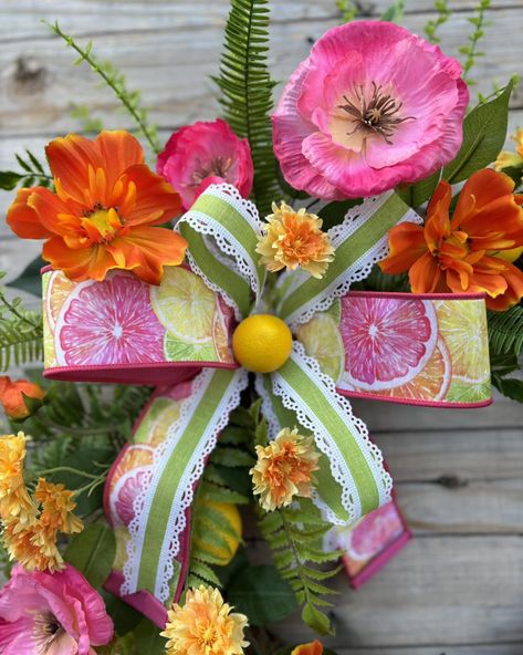 I created this wreath on my Live on Sunday... do you love the colors of summer? What is your favorite color combo? Lemon Wreath, Pink Wreath, Tropical Floral, Summer Wreath, Door Wreath Hanger, Wreaths For Front Door, Door Wreaths, Color Combos, Favorite Color