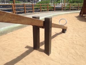 Wooden Teeter Totter in a Playground on a Galapagos Island. Diy Seesaw, Outdoor Forts, Church Playground, Swing Set Diy, Outdoor Fun For Kids, Hanging Gardens, Teeter Totter, Diy Playground, Homestead Living