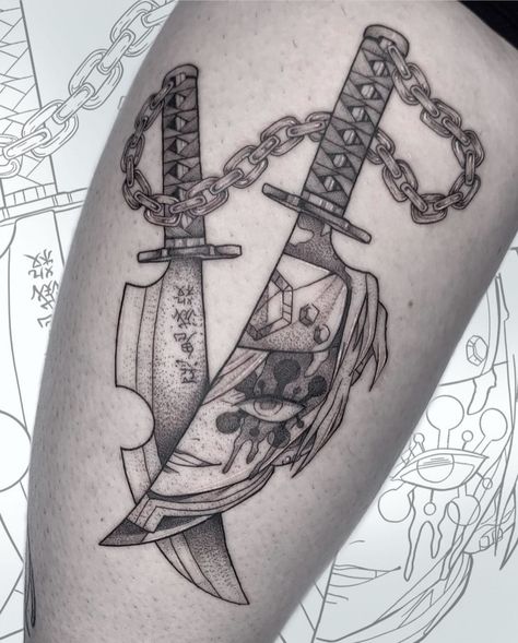 Lord Tengen Tattoo, Lord Tengen Uzui Tattoo, Demon Slayer Tengen Uzui Tattoo, Demon Slayer Tengen Tattoo, Tengen Uzui Blades, Tengen Uzui Swords Tattoo, Demon Slayer Tattoo Tengen, Dead Note Tattoo, Tengen Swords Tattoo