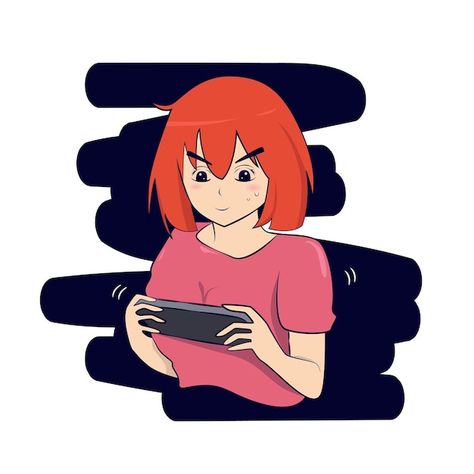 Playing Video Games Illustration, Playing Video Games Drawing, Playing Games Drawing, Playing Online Games, Mobile Cartoon, Happy Character, Badass Drawings, Girl Drawing Easy, Retro Room