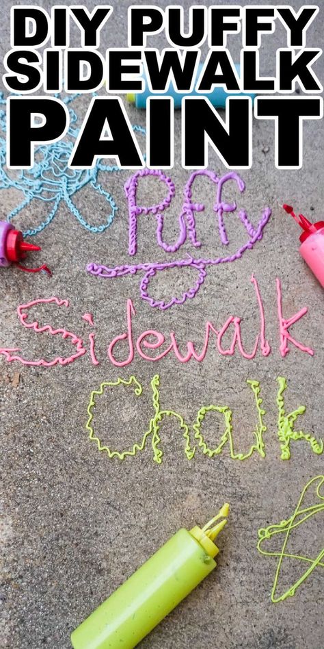 Engage and unleash creativity with DIY Puffy Sidewalk Paint. This fun and interactive activity will provide endless entertainment as kids create colorful masterpieces on the sidewalk, showcasing their artistic talents. Puffy Sidewalk Chalk Paint, Sidewalk Chalk Paint Recipe, Sidewalk Paint Recipe, Puffy Sidewalk Paint, Sidewalk Chalk Recipe, Chalk Activities, Sidewalk Chalk Paint, Sidewalk Paint, Chalk Paint Recipe