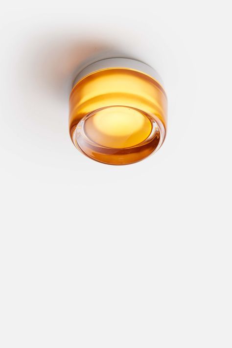 Dimple is a compact and flush-mounted sconce that casts a diffuse and soft, atmospheric light. It is cheekily named for the thick, domed circular diffuser embedded into its front face. 3d Drawings, Technical Drawing, Led Lighting, Glass Shades, Tops Designs, New York, Led, Lighting, Glass