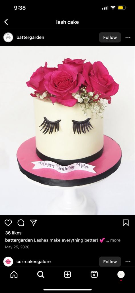 Eyelash Cake Ideas, Bar Cake, Shake N Bake, 15th Birthday, 13th Birthday, Theme Birthday, Beauty Bar, Eyelashes, Cake Decorating