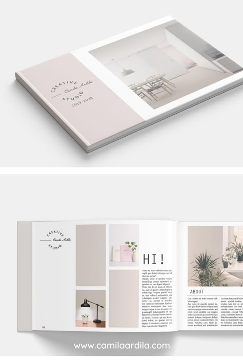 Minimalist Brochure Design Inspiration, Booklet Design Layout Minimalist, Interior Design Booklet, Minimalist Design Graphic Layout, Professional Interior Design Portfolio, Simple Portfolio Design, Architecture Booklet, Profolio Design, Architecture Catalogue