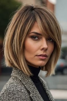 Blond Bob With Dark Roots, Dark Blonde Bob Hairstyles, Sleek Short Hair, Κούρεμα Bob, Chin Length Haircuts, Chin Length Hair, Sleek Bob, Hair 2024, Haircut And Color