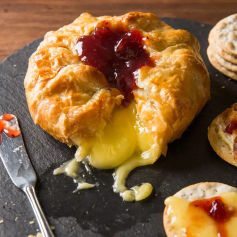 Baked Brie en Croûte | America's Test Kitchen National Cheese Day, Brie En Croute, Brie Puff Pastry, Cheese Day, Cheese Course, Comfort Desserts, Party Starters, America's Test Kitchen Recipes, Pastry Crust