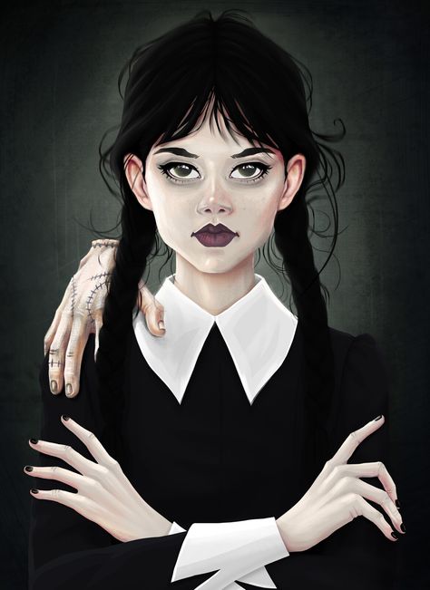 Wednesday Addams, Portrait Illustration, Watercolor Portraits, Digital Portrait, Design Consultant, Portrait Art, Your Image, White Background, Art Mural