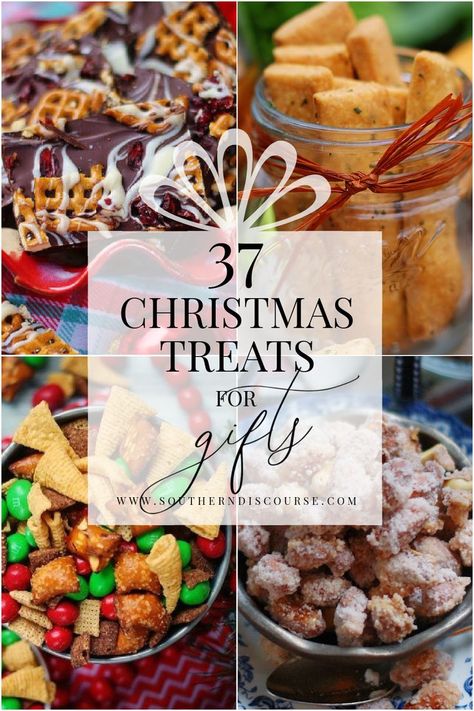 Give a Christmas gift from the heart this year! From cookies, to snack mixes, breads, muffins, spreads and easy candies, these recipes will help you whip up the perfect Christmas food gifts for hostesses, teachers, neighbors, friends and family. Savory Christmas Treats, Treat Gift Ideas, Christmas Snacks Savory, Christmas Snacks Gifts, Christmas Snack Mix, Christmas Snacks Easy, Southern Discourse, Christmas Treats For Gifts, Christmas Recipes Easy