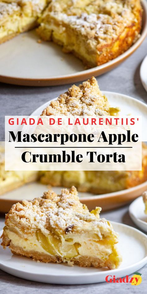 Italian Mascarpone Cake, Apple Mascarpone Tart, Apple Mascarpone Cake, Italian Apple Dessert Recipes, Things To Make With Marscapone, Rustic Baking Recipes, Martha Stewart Desserts, What Can I Make With Marscapone, Italian Birthday Desserts