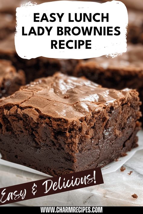 Revisit the nostalgic taste of school cafeteria sweets with this easy Lunch Lady Brownies recipe. These decadent, fudgy homemade brownies are thick, rich, and packed with flavor. Discover how to create the perfect brownie that’s chewy on the inside and crispy on the edges. With simple ingredients and clear steps, you’ll enjoy a delightful baking experience that brings back memories of lunch hours spent with friends. Make these brownies today for a taste that everyone will remember. Lunch Room Ladies Brownies, Best Chewy Brownie Recipe, Quick And Easy Brownie Recipe, Lunch Lady Recipes, Lunch Lady Brownies Recipe, Homemade Brownies Recipe, Fudgy Homemade Brownies, Easy Homemade Brownies, Easy Brownie Recipe