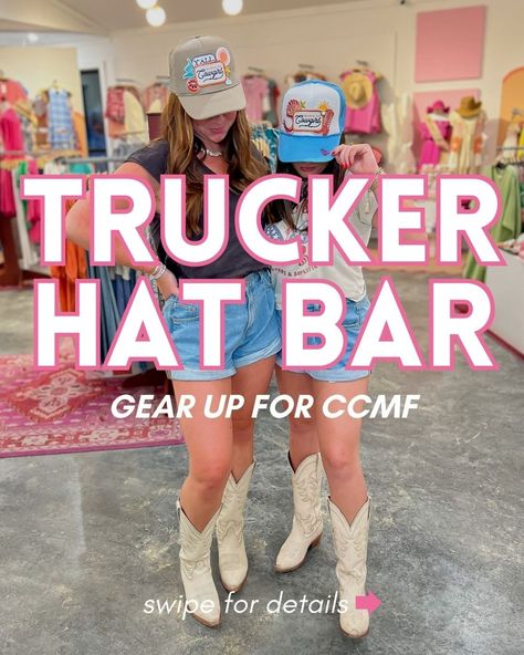 ⚡️READ CAPTION⚡️⁠ ⁠ Trucker hat bar coming to Myrtle!🤍 We will be having our trucker hat bar available to make and purchase at our Myrtle Beach location THIS Friday and Saturday from 11:00 AM - 2:00 PM both day! ✨⁠ ⁠ With CCMF just a week away, this is the perfect time make a hat perfect for the festival! ⁠ ⁠ We can't wait to see everyone🤍 leave a comment below if you plan on coming!⁠ •⁠ •⁠ •⁠ •⁠ •⁠ #shopsmall #style #styleinspo #streetstyle #lookbook #fashion #fashionstylist #fashiontrends #... Bar Promotion, Make A Hat, Everyone Leaves, Beach Location, Hat Bar, Read Caption, The Festival, Myrtle Beach, Fashion Stylist