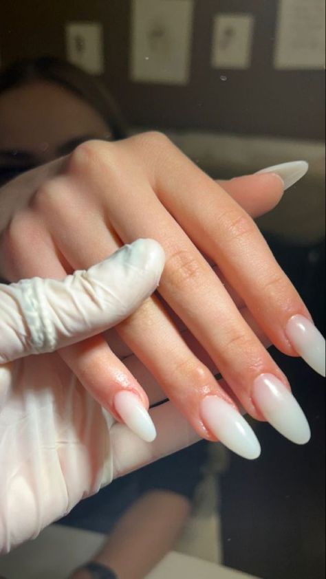 Fall Nails Almond Shape, Fall Nails Almond, Milky White Nail, Autumn Fall Nails, Milky White Nails, Nails Almond Shape, White Almond Nails, Shape Ideas, Milky Nails