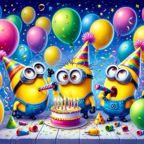 Minion Baby Shower, Funny Happy Birthday Gif, Minions Birthday Party, Minion Baby, Birthday Wishes Gif, Happy Birthday Gif, Funny Happy Birthday Song, Minions Birthday, Photo Cake Topper