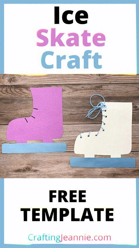 Make this easy Ice Skate craft for preschool. It's the perfect winter craft for kids. Use the FREE Ice Skate Craft Template to make enough for classroom in minutes. It's perfect for Preschool, Kindergarten and Daycare! Ice Crafts Preschool, Ice Painting Preschool, Winter Sports Theme Preschool, Ice Skate Craft, Winter Sports Preschool, Winter Sports Crafts, Winter Crafts For Adults, Ice Crafts, Winter Crafts For Toddlers