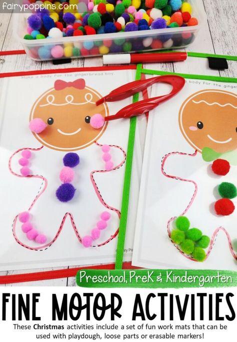 Gingerbread Fine Motor Activities & Playdough Mats Gingerbread Fine Motor Activities, Gingerbread Fine Motor Preschool, Gingerbread Fine Motor, Christmas Pattern Block Mats, Gingerbread Activities Preschool, Christmas Fine Motor Activities, Christmas Fine Motor, Gingerbread Man Story, Penguin Activities