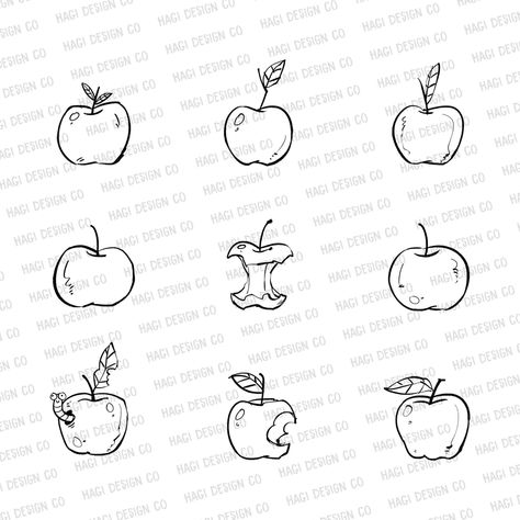 Fall Black And White, Apple Outline, Apple Sketch, Autumn Fruit, Pumpkin Outline, Drawing Png, Cartoon Clip, Fall Fruits, Food Diet