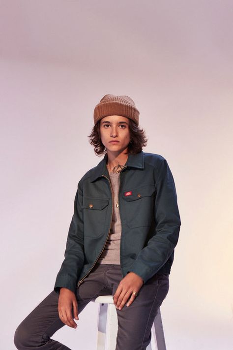 “Dickies X Urban Outfitters: Devyn Galindo ” Devyn Galindo, Andro Fashion, Week In London, Tomboy Stil, Masc Fashion, Lesbian Fashion, Breaking Barriers, Queer Fashion, Androgynous Fashion