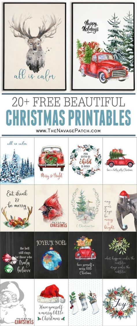 20+ Beautiful Free Watercolor Winter Woodland Printables | Free watercolor Christmas printables | Free Christmas printables | Free printable watercolor art for winter| Free printable holiday wall decor | #TheNavagePatch #FreePrintable #watercolor #easydiy #Christmasprintables #Typography #Christmas #Holidaydecor #DIYChristmas | TheNavagePatch.com Free Farmhouse Christmas Printables, Christmas Transfers Printable, Printable Christmas Pictures Free, Free Snowman Printables, Christmas Printables Free, Christmas Transfers, Snowman Printable, Typography Christmas, Art For Christmas