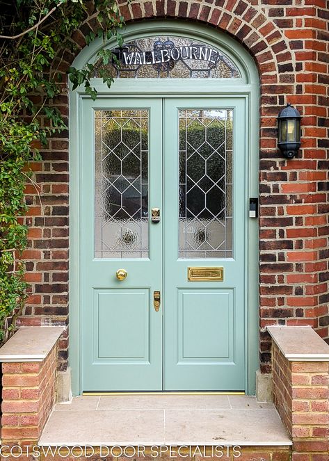 Porch Doors Uk, Victorian Doors, Victorian Front Doors, Victorian Porch, Victorian Door, Stained Glass Door, Double Door Design, Porch Doors, Double Front Doors