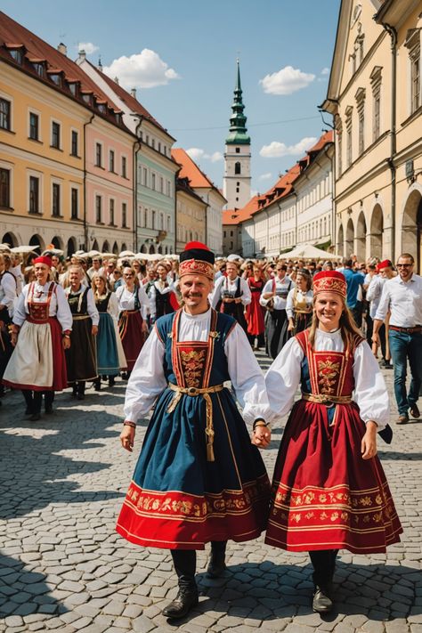 5 Exciting Slovak Cultural Festivals You Need to Experience! Slovak Culture Aesthetic, Switzerland Clothing, Slovenia Traditional Clothing, Slovak Culture, Hallstatt Culture, Slovakia Culture, Moldova Traditional Costume, The Chemical Brothers, Large Crowd