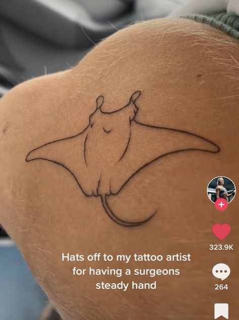 Cool First Tattoos For Women, Spotted Manta Ray Tattoo, Stingray And Turtle Tattoo, Stingray Sternum Tattoo, Stingray Back Tattoo, Sting Ray Tattoo Simple, Simple Stingray Tattoo, Small Stingray Tattoo, Sting Ray Tattoo