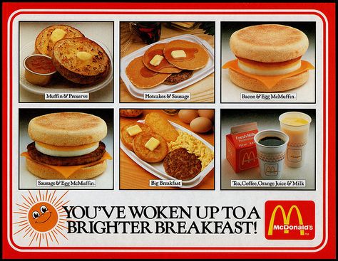 1980s McDonalds breakfast...knew this menu a little too well! Mc Donalds Breakfast, Prison Food, Mcdonald's Breakfast, Sausage And Egg Mcmuffin, Mcdonalds Breakfast, Mc Donald's, Egg Mcmuffin, Mc Donald, Vintage Menu