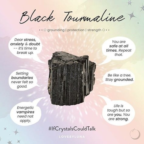 @mysticwitchofthemoon posted on their Instagram profile: “Next up in @lovebyluna if crystals could talk series . . #wiccansofinstagram #witchlife…” Stone For Protection, Magic Healing, Healing Crystals For You, Psychic Protection, Emf Protection, Black Tourmaline Crystal, Rainbow Quartz, Crystal Therapy, Protection Stones