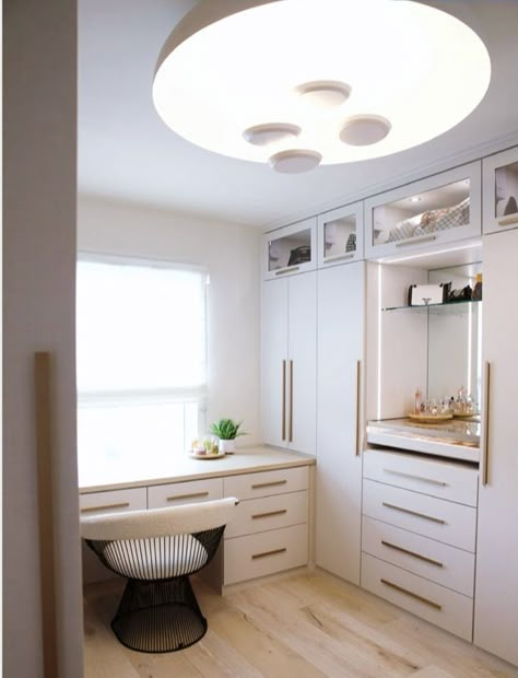 Walk In Closet With Vanity, Small Walk In Wardrobe, Closet With Vanity, Hannah Godwin, Built In Vanity, Home Office Closet, Built In Dresser, Closet Vanity, Dream Closet Design