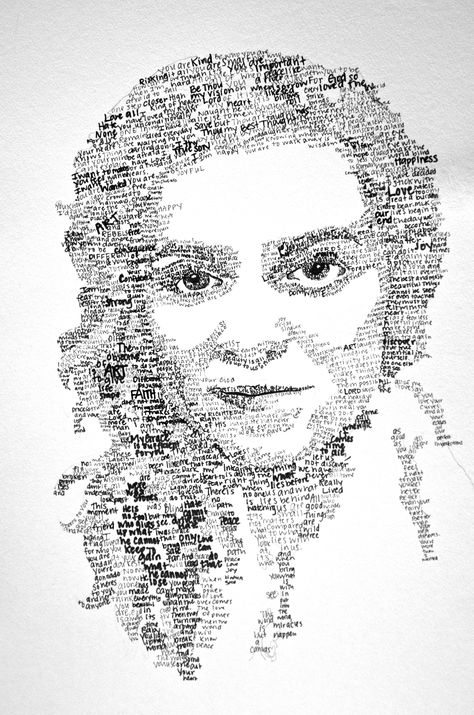 Word Portrait, Type Portrait, Typographic Portrait, Typography Portrait, Text Portrait, Self Portrait Drawing, Creative Self Portraits, Poem Art, Word Drawings