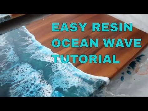 Epoxy Wave Art, Hot Glue Ocean Waves, Ocean Pour Resin, Epoxy Beach Table, Epoxy Waves Diy, Diy Ocean Resin Art Tutorial, Ocean Wave Resin Art, Resin Art Waves, Wave Resin Art