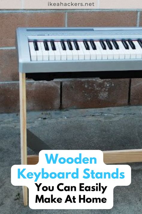 If you’ve got yourself a piano keyboard, pairing it with a good stand is essential. The good news is it’s not hard to DIY a wooden keyboard stand. For that matter, a sturdy one. Or even a fancy keyboard stand that looks like a piano.Here’s are two piano stands that are the easiest to make. All you need are some basic woodworking skills and a store that will cut wood pieces for you. And you’re set. Diy Piano Stand, Ikea Piano Stand Hack, Piano Stand Diy, Diy Piano Stand Ideas, Keyboard Piano Stand Ideas, Keyboard Stand Diy, Diy Piano Keyboard Stand, Diy Keyboard Stand, Diy Music Stand For Keyboard