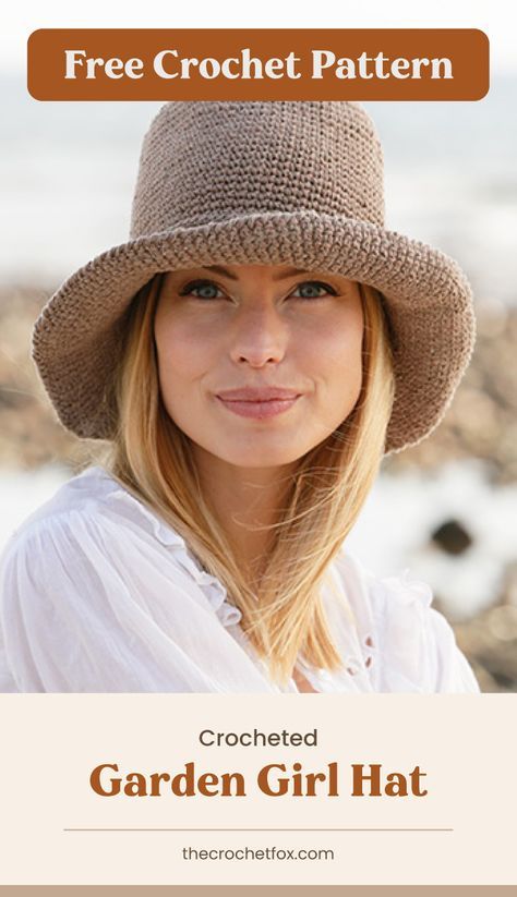 Looking for fun crochet ideas for summer? Try your hands on this simply chic crochet hat that will add style and protection to your daily outfits. This easy crochet pattern is crocheted top down with single crochets and is a great must-have accessory for the beach.| More free crochet patterns at thecrochetfox.com Crochet Garden Hat, Easy Crochet Beanie Pattern Free, Easy Crochet Beanie Pattern, Easy Crochet Beanie, Crochet Hats Free Pattern Ladies, Yarn Monsters, Comfy Things, Diy Crochet Gifts, Hat Free Crochet Pattern