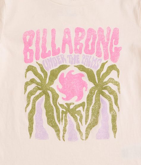 Girls - Billabong Under The Palms T-Shirt - Cream Large Salt Crystal Distressed graphic t-shirt Body length 20 on size medium. 100% Cotton. Machine wash cold with like colors. Non-chlorine bleach when needed. Remove promptly. Tumble dry low. Iron on low setting. Do not iron print and decoration. Apparel & Accessories > Clothing > Shirts & Tops Tropical Graphic Tee, Boho Tshirt Design, Billabong Tee, Salt Crystal, The Palms, Art Clothing, Accessories Clothing, Low Iron, Art Clothes