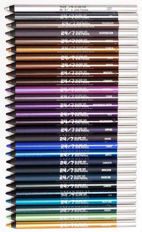 Urban Decay 24/7 Glide-On Eye Pencils Urban Decay Eyeliner, Ogx Hair Products, Penyimpanan Makeup, Eye Pencils, Fashion Catwalk, Urban Decay Cosmetics, Best Eyeliner, How To Apply Eyeliner, Urban Decay Makeup