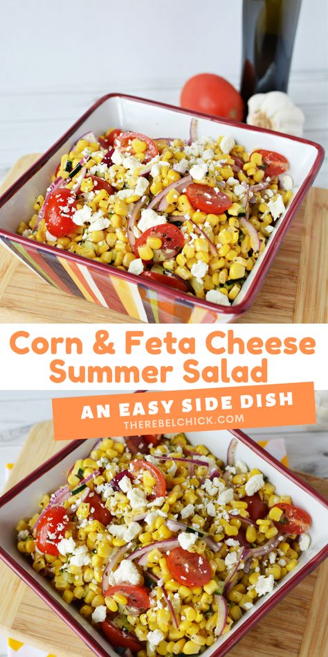 Sides With Feta Cheese, Feta Crumbles Recipes, Corn Salad With Feta Cheese, Corn And Feta Salad, Feta Cheese Ideas, Meals With Feta Cheese, Feta Cheese Salad Recipes, Recipes Using Feta, Recipes Using Feta Cheese