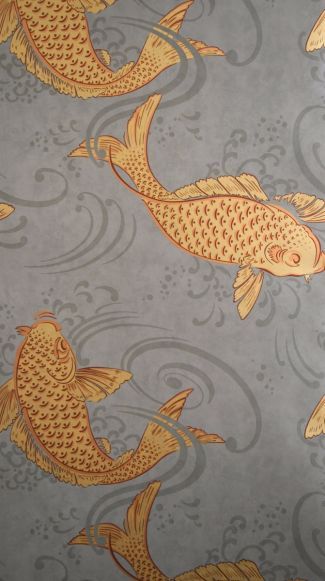 Derwent Wallpaper | Osborne & Little Fish Wallpaper Bathroom, Osborne And Little Wallpaper, Vintage Style Wallpaper, Wallpaper Bathroom, Old Mirrors, Bathroom Art Prints, Style Wallpaper, Fish Wallpaper, Rustic Bathrooms