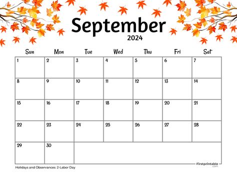 Free Printable & Fillable September Calendar 2024 Autumn Themed with US holidays Free September Calendar Printable, September Printable Calendar 2024, Free Printable September 2024 Calendar, September Month Calendar 2024, Free Printable Calendars 2024, Printable Monthly Calendar 2024 Free, September 2024 Calendar Printable, Calendar September 2024, Free Printable 2024 Calendar